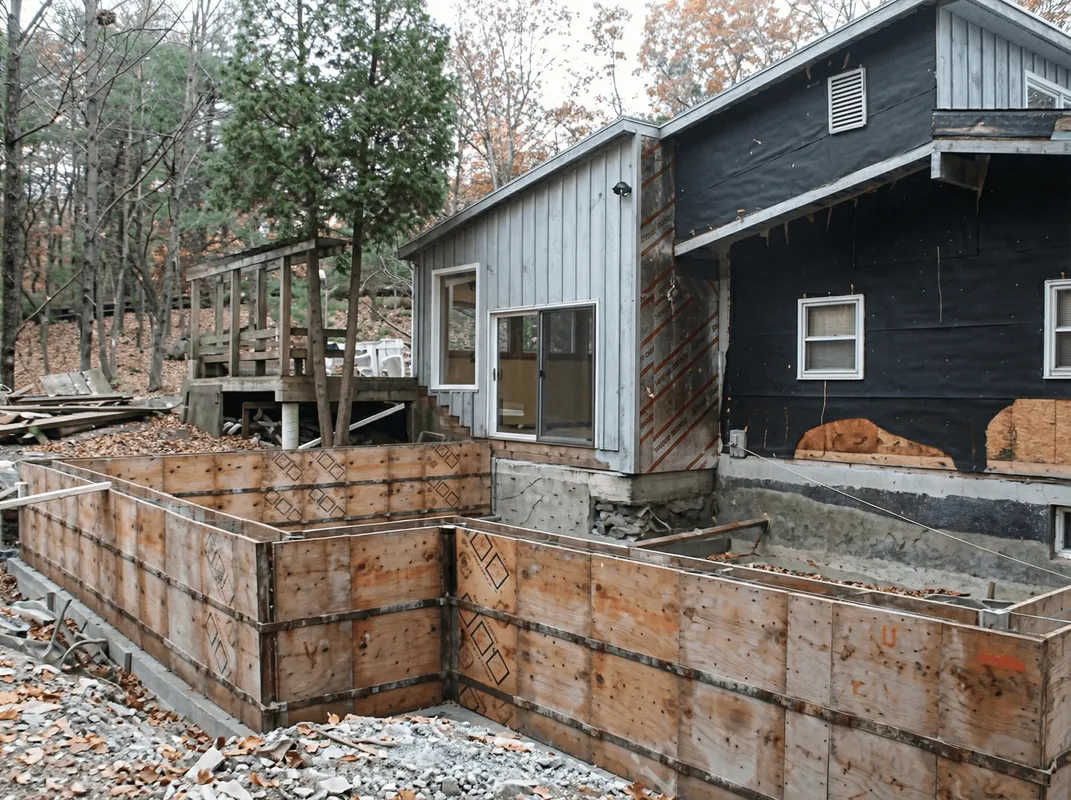 Prepared site with foundation forms for home remodeling and addition project in Boise, ID